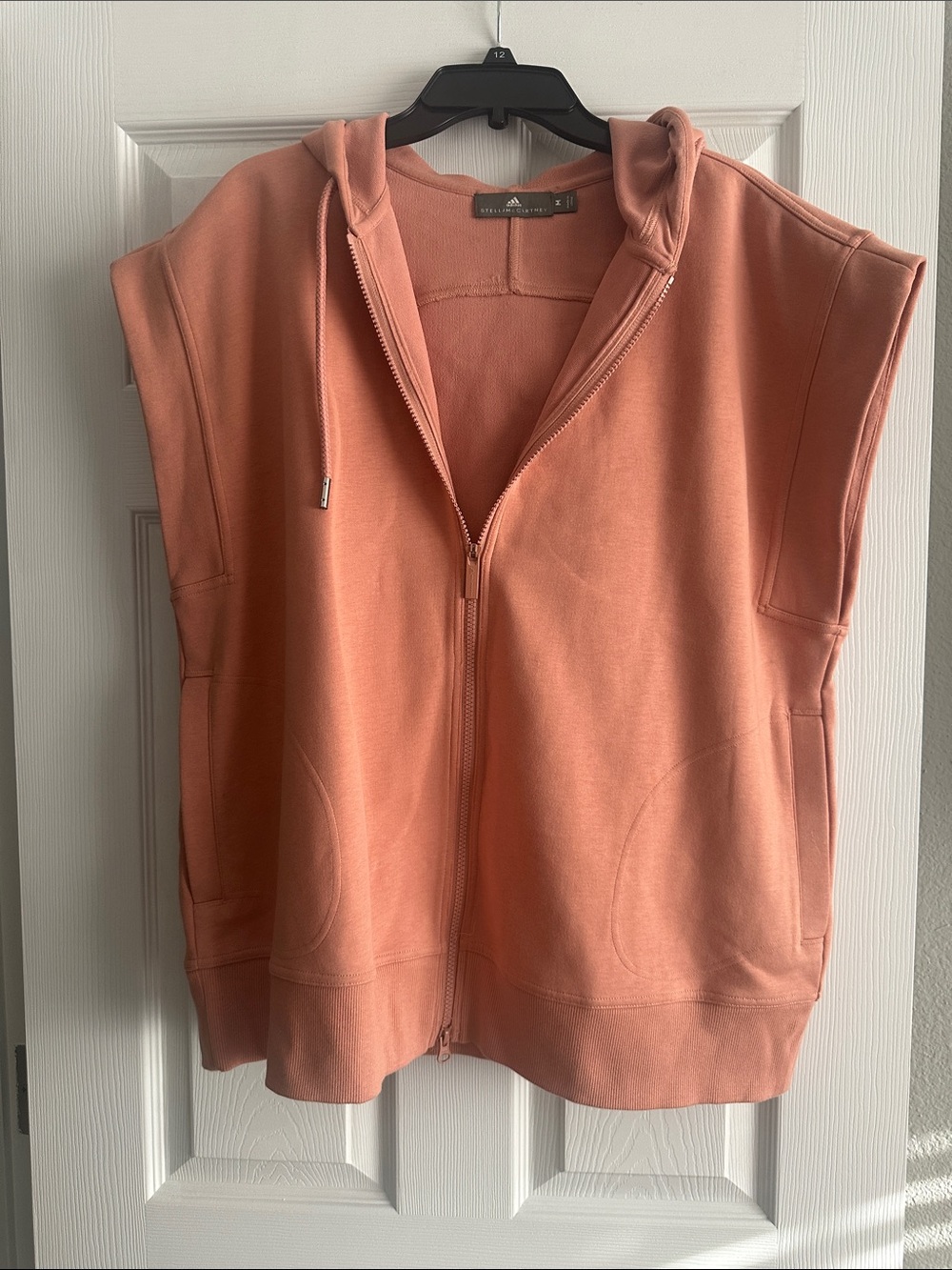 Adidas Stella Mc Cartney Women’s Sleeveless Zip Hoodie in Coral Peach